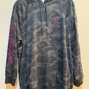 Torrid Gray Breast Cancer Awareness Camo Hoodie with Pink Ribbon